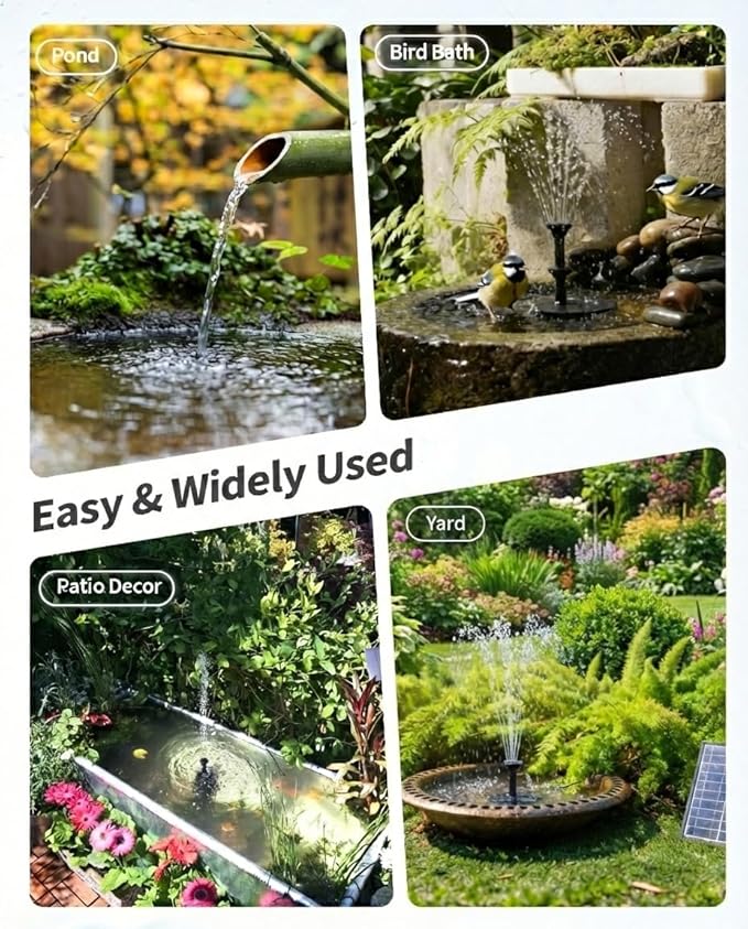 POPOSOAP 4W Solar Fountain Pump with Filter Box, Solar Powered Water Pump Kit with Fountain Nozzles & PVC Tubing for Bird Bath, Garden, Outdoor Fish Tank & Backyard Decor P3035