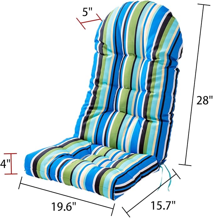 Enipate Weather Resistant Adirondack Chair Cushions High Back Indoor Outdoor Patio Tufted Thicken Lounge Cushion Seat Pads