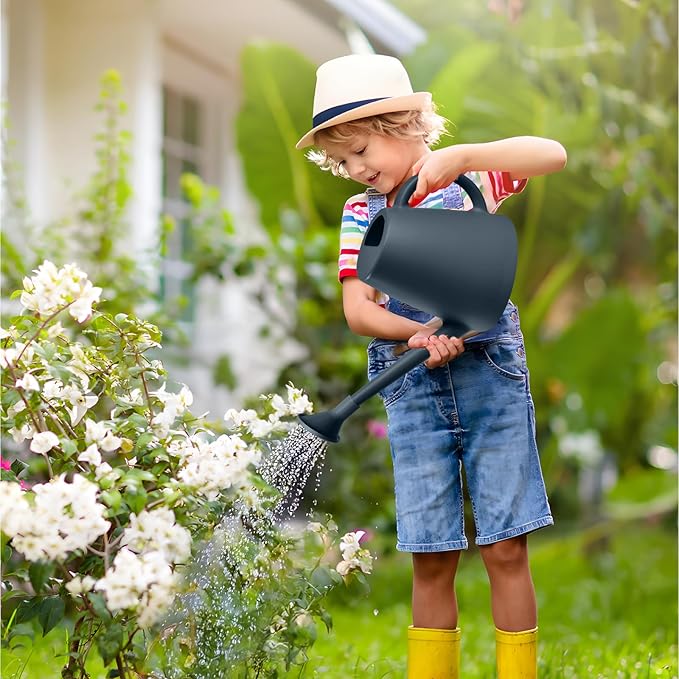 Plant Watering Can - Plastic Indoor and Outdoor - 1/2 Gallon - Black