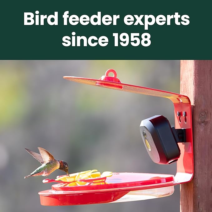 Perky-Pet Smart Bird Feeder with Camera for Hummingbirds - 20 oz Nectar Capacity, Motion Activated 1080p HD, WIi Fi, Camera Feeder Gift Idea