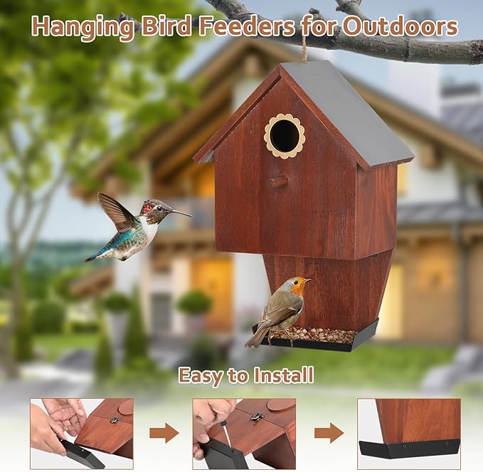 Bird Houses for Outsid,Wood Birdhouse,Hanging Bird Feeder,Garden Wild Bird Feeders for Bluebird Finch Cardinal Hummingbirds Chickadee Wren, Gift for Bird Lovers