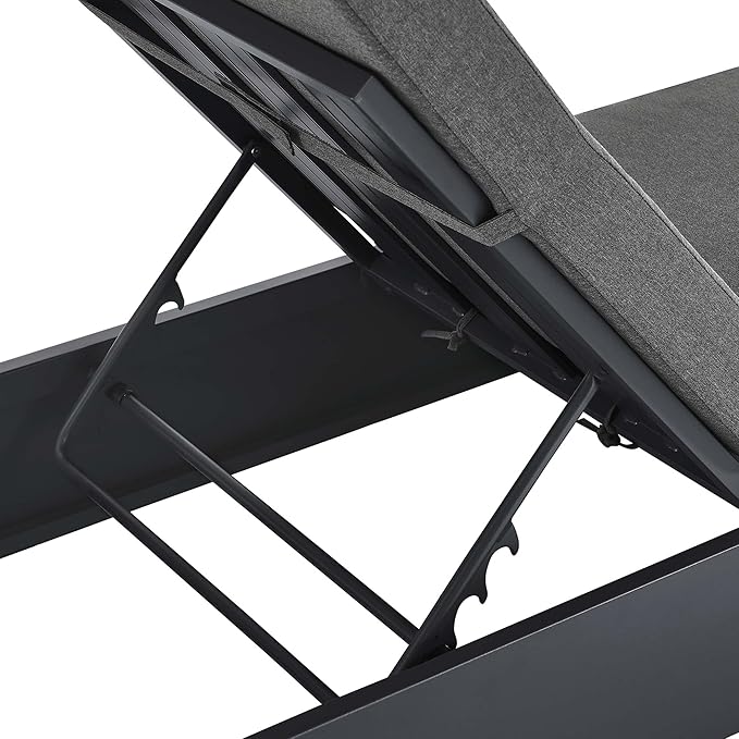 Modway Tahoe Aluminum Outdoor Chaise Lounge in Gray Charcoal with Weather-Resistant Cushions, Perfect Patio Sunbed or Recliner Chair for Pool Furniture