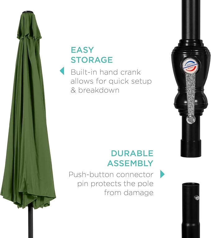 Best Choice Products 10ft Outdoor Steel Polyester Market Patio Umbrella w/Crank, Easy Push Button, Tilt, Table Compatible