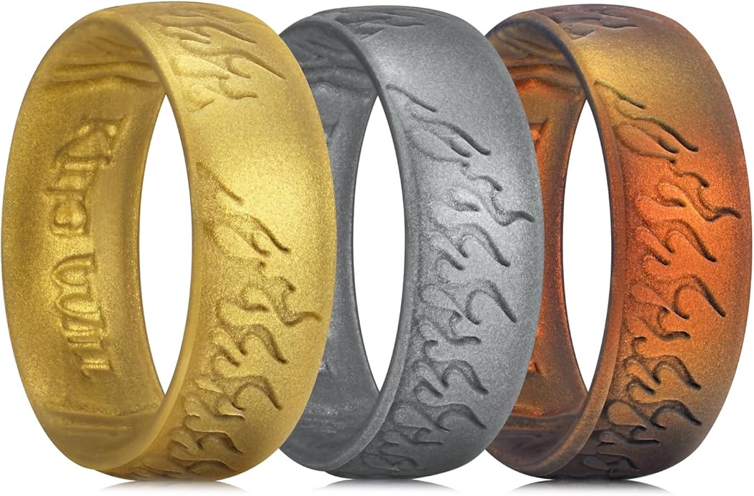 King Will Silicone Ring for Men and Women, 1.8mm Ultra Thick 6.6mm Width, Dome Metallic Style Comfort Fit - Breathable Durable Flexible Wedding Band