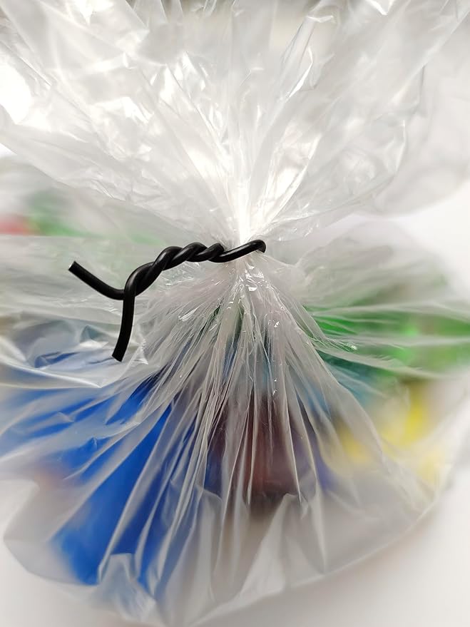 400Pcs Black,6" Plastic Twist Ties, Garden Plant Twist Tie Cable Tie, Plastic Cable Ties for Bread Candy Bags, Gift Bags (Black,6")
