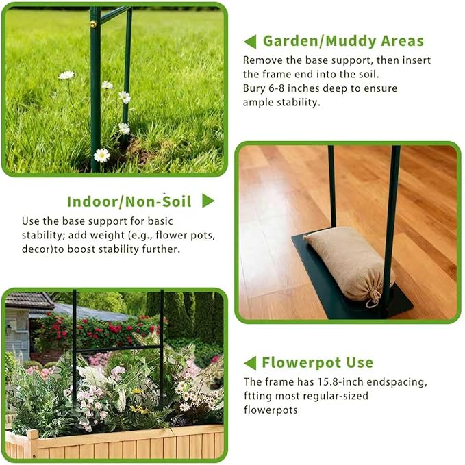 Thickened Tube GreenGiggle 100% Metal Heavy Duty Metal Garden Arch Trellis for Climbing Plants,16mm Steel Tubes,4.6ft Wx7.9ft H or 7.6ft Wx6.4ft H, Birthday Party Wedding Arch Decoration