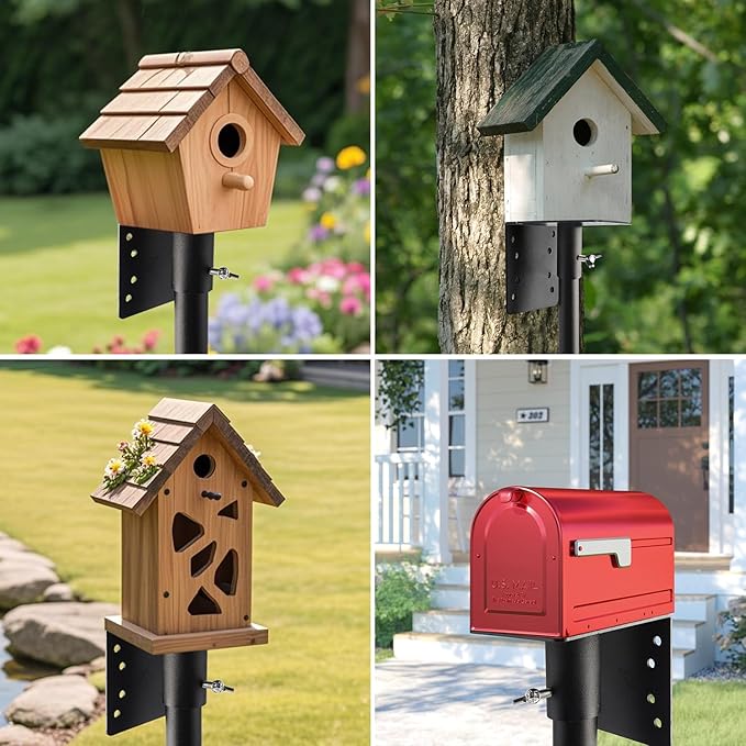79-Inch Heavy-Duty Rustproof Bird Feeder Pole with 5-Prong Base - Splicable Adjustable Stand for Feeders, Birdhouses & Weather Stations, Enhances Birdwatching Experience (Bird House Not Included)