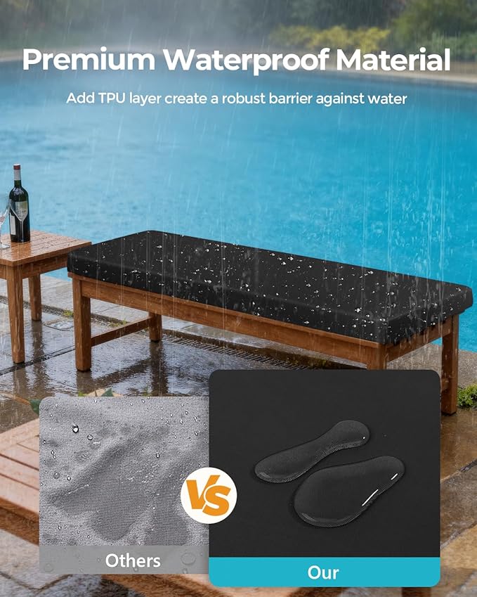 Outdoor Waterproof Bench Cushions 42x16x2 inches, Comfortable Cushion For Patio Porch Swing Garden Furniture Bench, High-Density Seat Cushion With Anti-Slip Bottom, Indoor Sofa Bay Window (Black)
