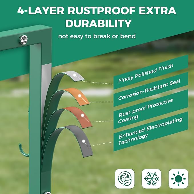Garden Hose Holder with 2 Tool Hooks, Heavy-Duty Freestanding Hose Holder Holds 160Ft Hoses, Rustproof Freestanding Hose Stand with 4 Spikes Water Hose Hanger Storage Reel Rack for Outside, Yard, Lawn