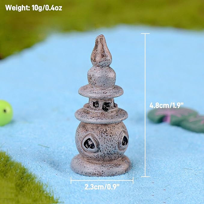 8 Pcs Fairy Garden Accessories Outdoor Resin Miniature Bridge Figurines Mini Lighthouse Tiny Water Well Micro Pond Small Lawn Ornaments Kit for DIY Craft Gift Landscape Dollhouse Succulents Home Decor