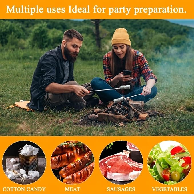 48 Sets S'mores Sticks Kit Extendable Roasting Cotton Candy Stick for Fire Pit Camp Bachelorette Decorations One Happy Camper Birthday Party Favor for Wedding Camping Campfire Bonfire Supplies