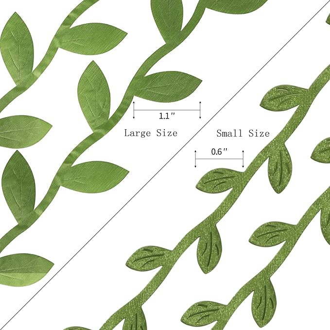 132 ft Large Leaf Trim Ribbon,Artificial Greenery Garland Vines for Baby Shower DIY Craft Wreaths Party Wedding Home Spring Decoration
