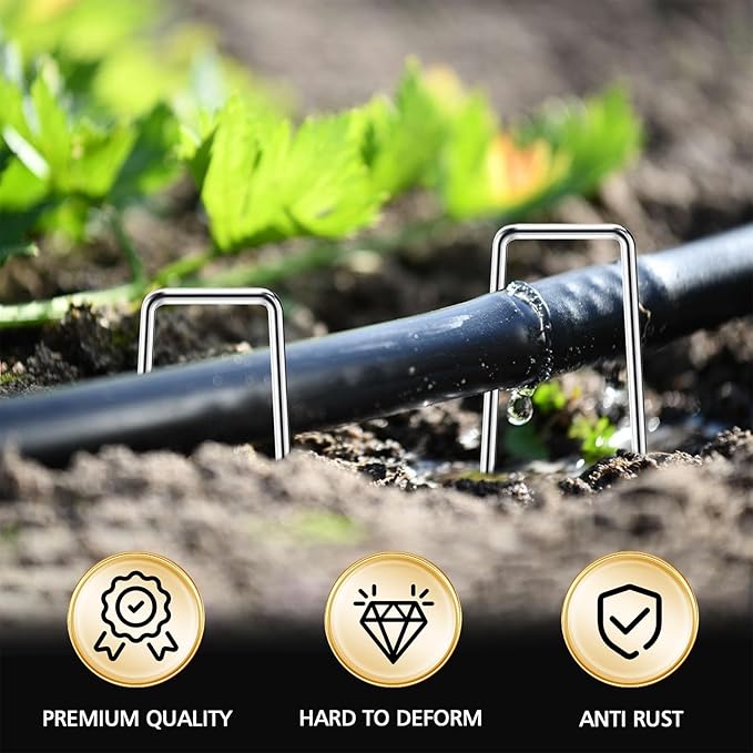 HOOPLE 120 Pack 6 Inch 11 Gauge Galvanized Landscape Staples,Stakes for Outdoor Decorations, Anti-Rust Staples for Weed Barrier Fabric, U-Shaped Tent Stakes (120)