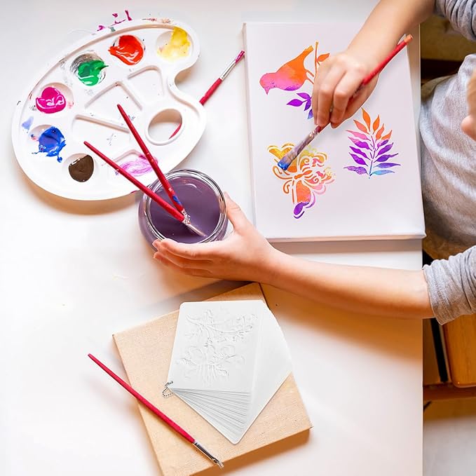 36sheet Flower Stencil Templates for Wood: Sunflowers, Butterflies, Birds, Leaves - Reusable 5 x 5 Inch Plastic Stencils