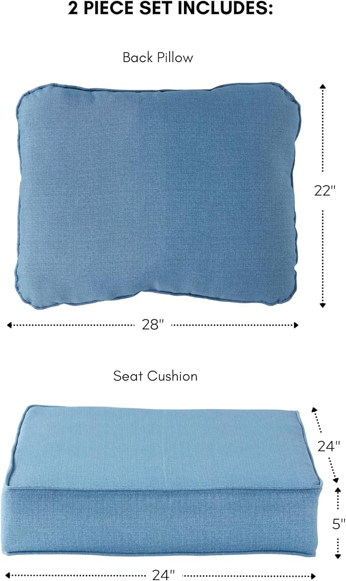 Greendale Home Fashions Outdoor Reversible 2-Piece Deep Seat Cushion Set, Blue Heather