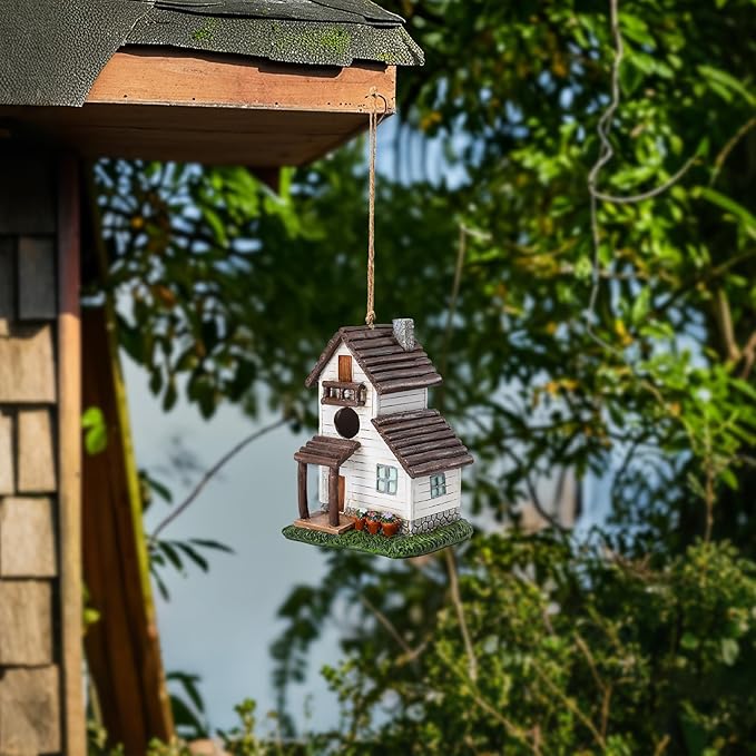 Yinns Resin Bird House for Outside, Small Birdhouses for Outdoors for Nesting, Decorative Home Bird Houses for Yard Garden Decor, Water Proof