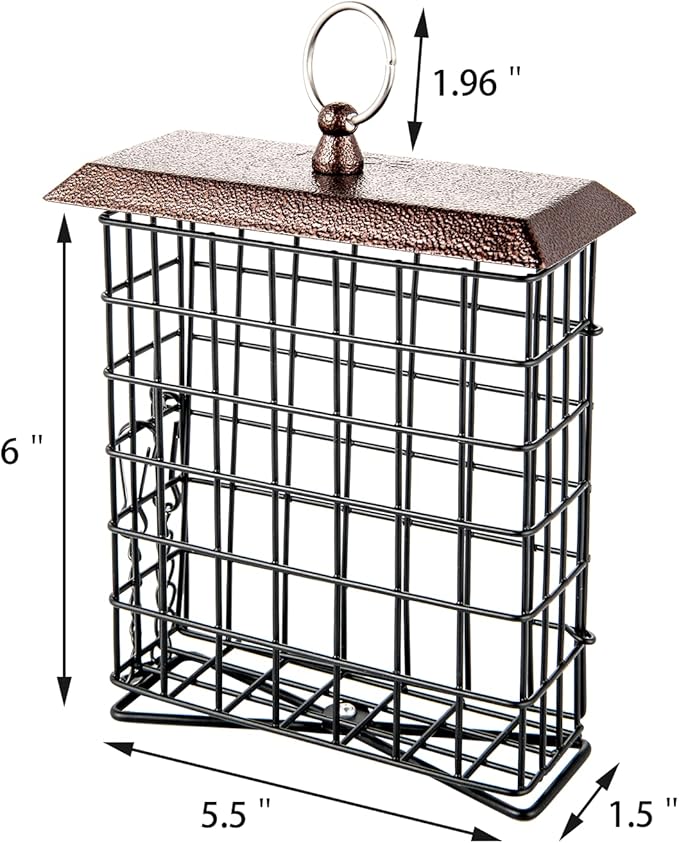 iBorn Suet Feeder Suet Bird Feeders for Outside Hanging,Squirrel Proof Suet Cakes Bird Feeder for Wild Birds,Metal Brown(Pack of 2)