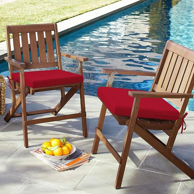 idee-home Outdoor Chair Cushions Set of 4, 17" x 16" Outdoor Seat Cushion Waterproof Patio Furniture with Ties, Dining Chair Pads