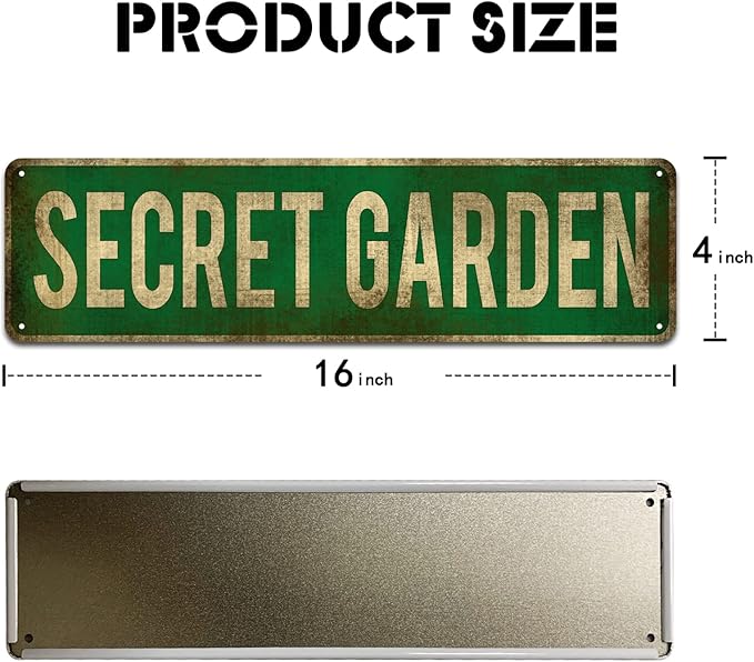 KooLL Secret Garden Tin Sign Street Funny Metal Sign Wall Decor For Bedroom Home Bar Garage Art Gift 4" By 16