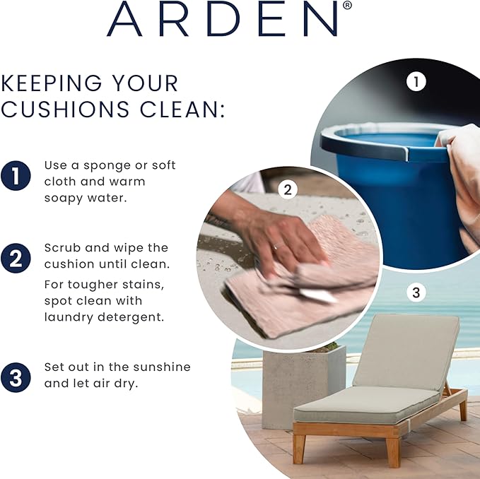 Arden 2-Pack Outdoor Patio Dining Chair Cushion, 20x44, Rain-Proof Seat Pad, Fade-Resistant Outdoor Cushion Onyx Cebu