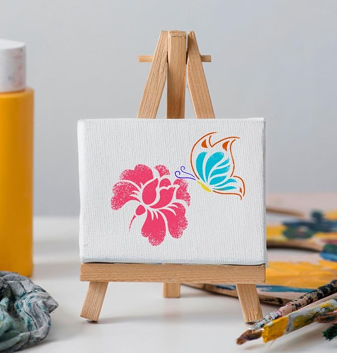 Stencils for Painting – 60pcs 3 Inch Small Stencils for Crafts Reusable, Including Flower, Plant & Butterfly Patterns, Great Templates for Painting on Wood, Fabric, Wall, Rock & Home Decor