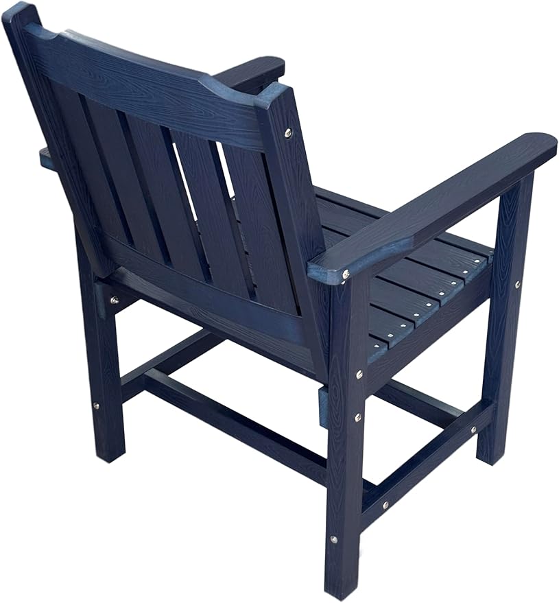 Poly Lumber Patio Dining Chair Set of Two, HIPS Outdoor Dining Chairs, Weather Resistant, Slat Back (2 Piece, Navy Blue)