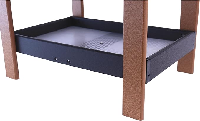 AmishToyBox.com Ground Bird Feeder, Deluxe Fly-Through Covered Feeder for Birds and Squirrels with Screen Mesh Tray (Black/Cedar)
