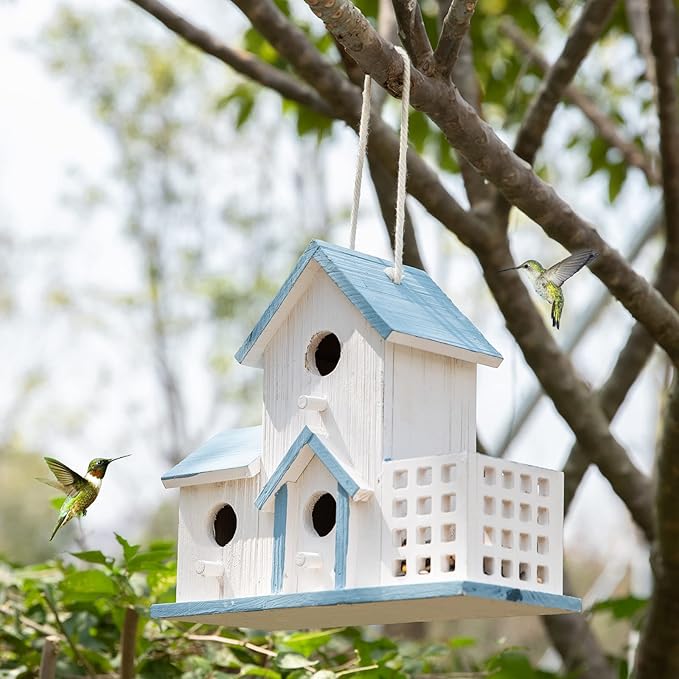 Birdhouse Premium Bluebird Houses for Outside Attract Beautiful Birds to Your Garden and Yard Durable Outdoor Birdhouses 3 Hole Bird Houses for Outside Hanging