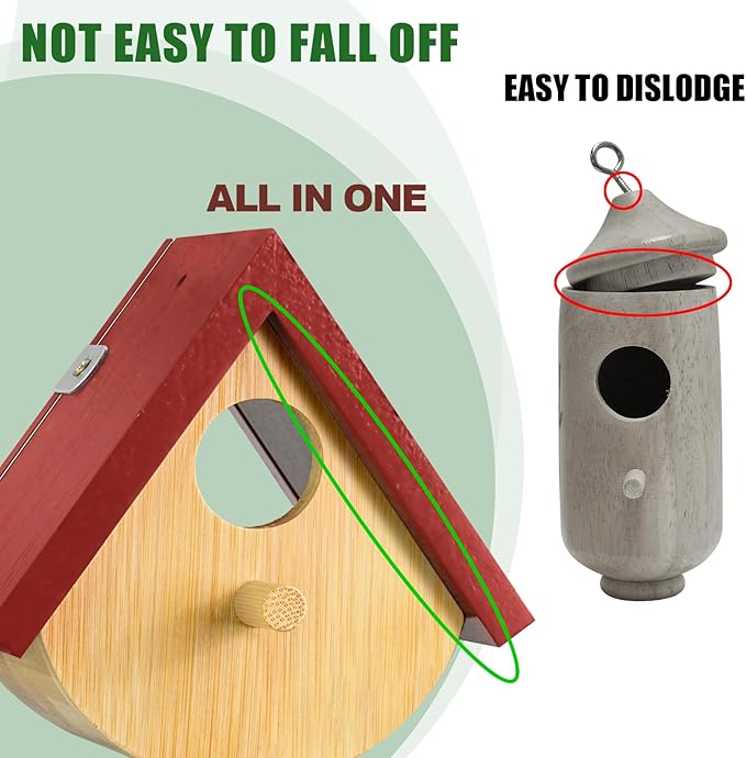 2 Pack Hummingbird House, Window View Wooden Bird Houses for Outside Hummingbird Houses for Nesting, Hanging Chickadee House for Indoor Outdoor with Hemp Ropes