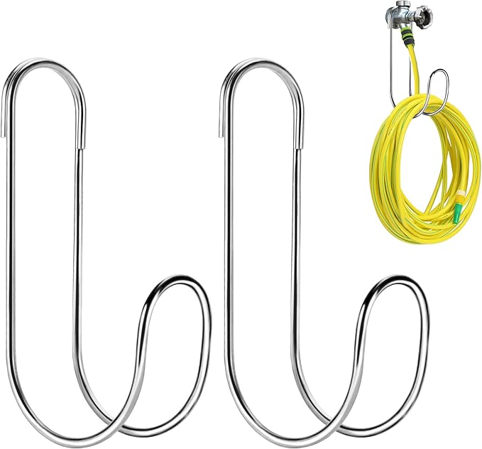 Adnee 2 Pcs Flexible Garden Hose Storage Hook-Stainless Steel Water Hose Hanger Support Up to 44lbs-Hanging Stainless Hose Holder for Indoor Outdoor Home Garden Water Hose Storage