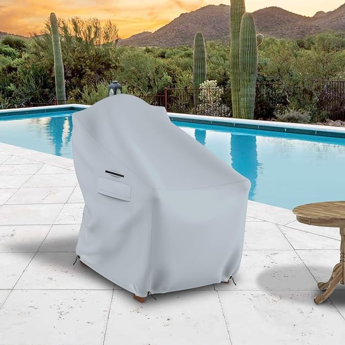 Seal Skin Covers Waterproof Adirondack Chair Cover, Heavy Duty Outdoor Furniture Cover with Drawstring, Buckles, Air Vent, Durable Fabric (Gray, 30"W x 34"D x 36" H)