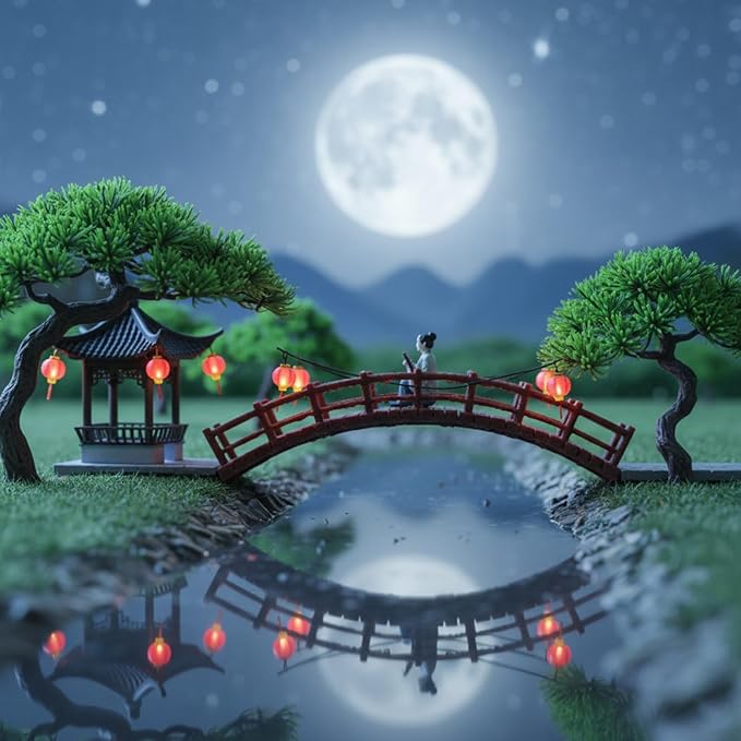 LOGOFUN Miniature Arch Bridge Mini Bonsai Figurine Tiny Plastic Chinese Bridge Model for DIY Craft Micro Landscape Plant Pot Decoration - 3.5 * 1.1in