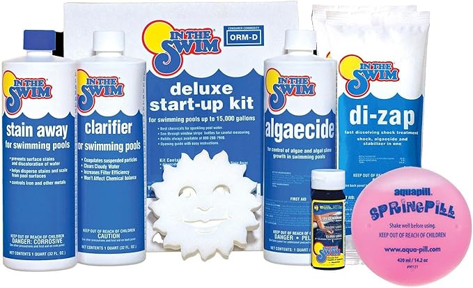 In The Swim Pool Deluxe Opening Chemical Start Up Kit and Spring Pill - Above Ground and In-Ground Swimming Pools - Up to 15,000