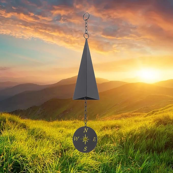 North Country Boothbay Harbor 3-Tone Windss Bell Chimes, Retro Design Iron Triangle Windss Bell with Compass, Creative Gift Windss for Indoor Outdoor Wall Ornament Home Porch Patio Garden Hanging
