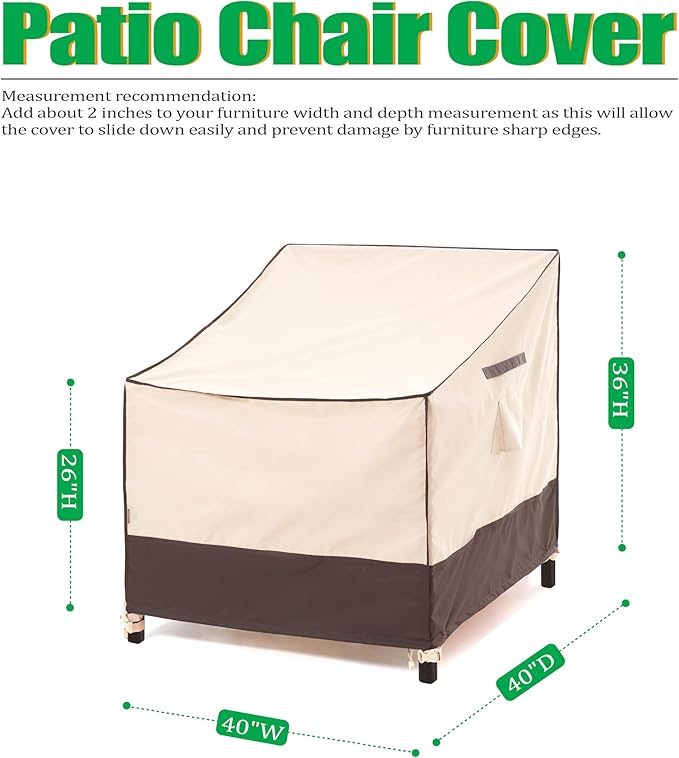 F&J Outdoors Waterproof UV Resistant Large Deep Seat Patio Lounge Chair Cover, 40" W x 40" D x 36" H, 2Pack