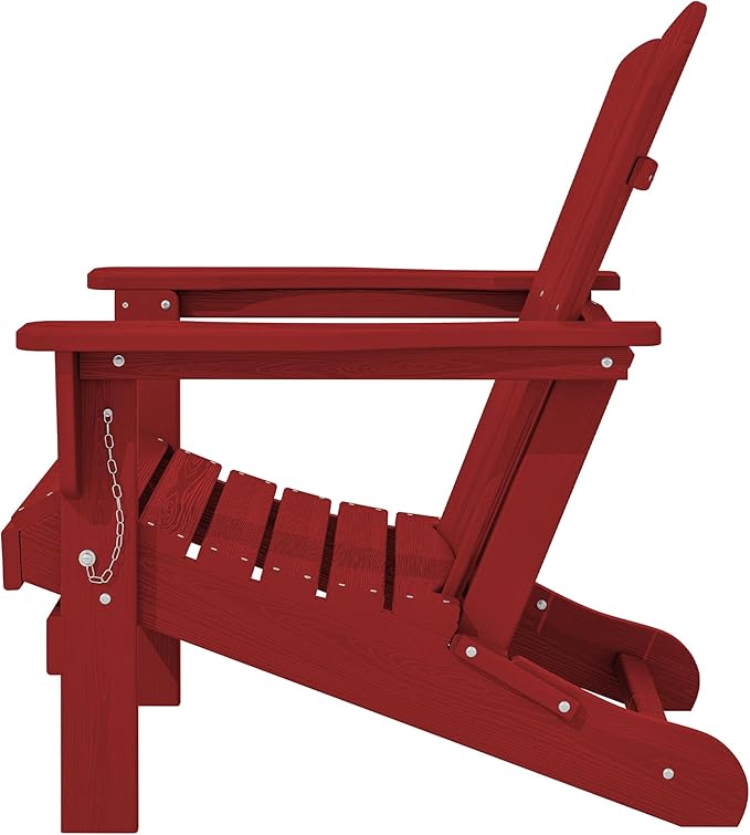 KINGYES Folding Adirondack Chair Set of 2, HDPE Adirondack Chair for Adult, Red
