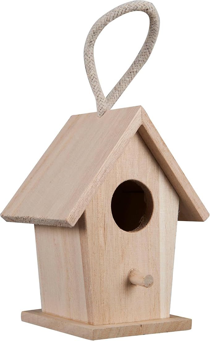 Make Market 4.3" Traditional Birdhouse - Unfinished Hanging Birdhouse Made of 100% Wood, Outdoor Nesting Boxes - Bulk 12 Pack