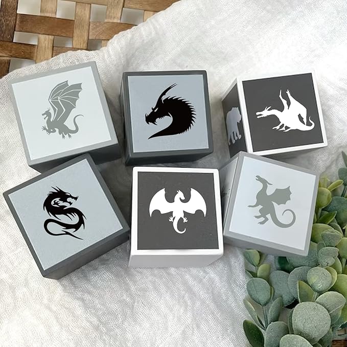 Small Stencils for Painting on Wood Burning Reusable, 3 Inch Reusable Stencil for Craft Ornament Paint Template Stencils for Wall Card Rock Wood Signs Coasters Canvas Home Decor (Dragon)