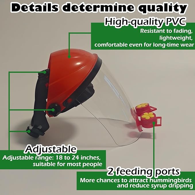 Hummingbird Feeder Helmet | Easy-Install Hummingbird Feeder Hat | 2 Feeding Ports, Round Nectar Box, Leak-Proof & Quick to Refill, 2PCS