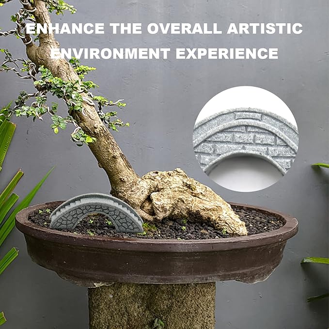 MDEOOSKY 6PCS Mini Stone Bridge Ornaments for Garden Outdoor Decor Porch Yard Potted Plants Micro Landscaping Tiny Home Kit Art Statues Ornament