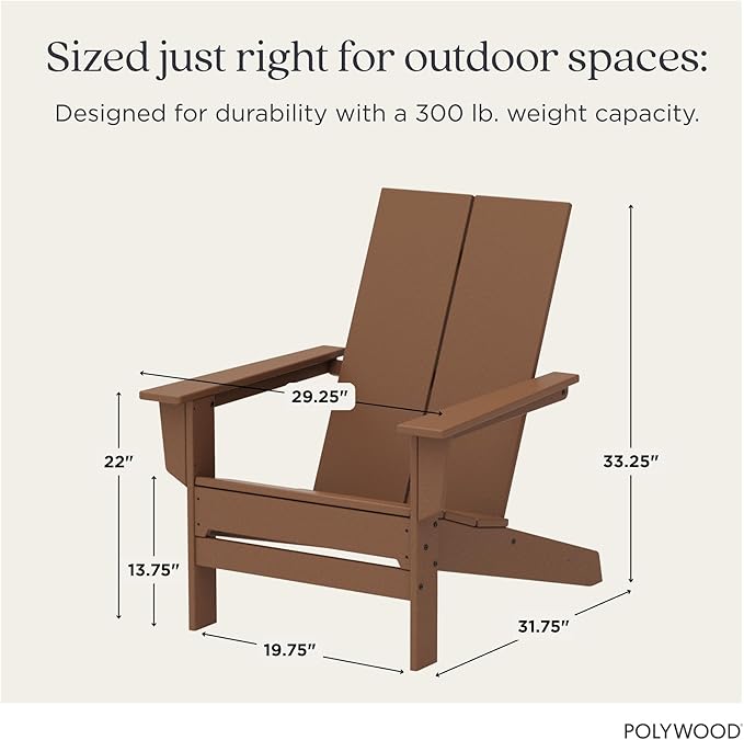 POLYWOOD Contemporary Modern Oversized Adirondack Chair in Teak