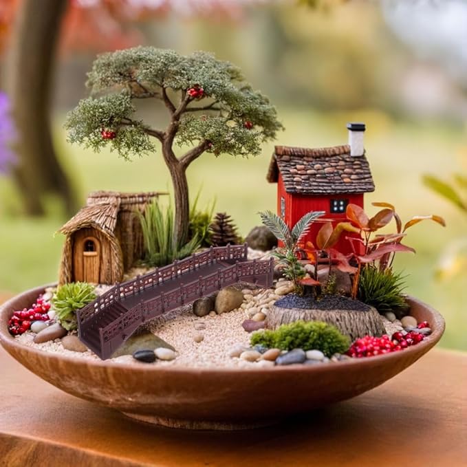 Ciieeo Miniature Bridge for Fairy Garden Micro Landscape Decor Chinese Style Arch Bridge Figurines Bonsai Terrarium Ornament 5.70In