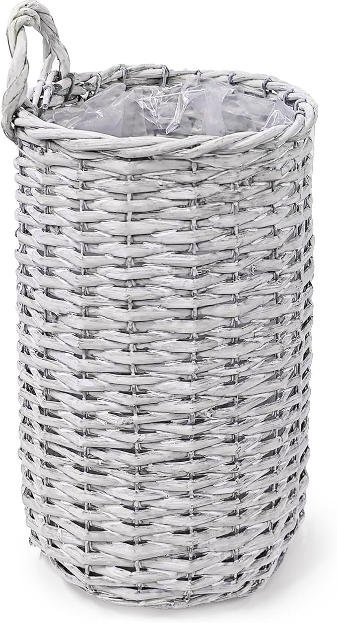 Coloch Set of 2 Wall Hanging Wicker Basket, Farmhouse Garden Hanging Planter Decorative Front Door Hanger Woven Rattan Flower Basket for Wall, Door, Living Room, Patio, 2 Sizes
