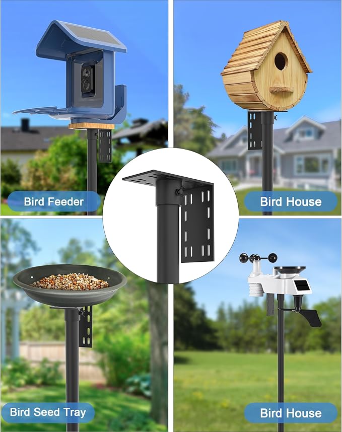 Bird Feeder Pole with Squirrel Baffle - 104 Inch Bird House Pole for Outdoors Heavy Duty, Squirrel Proof Baffle with Stainless Steel Spring for Better Defense, Slip-Fit Connection