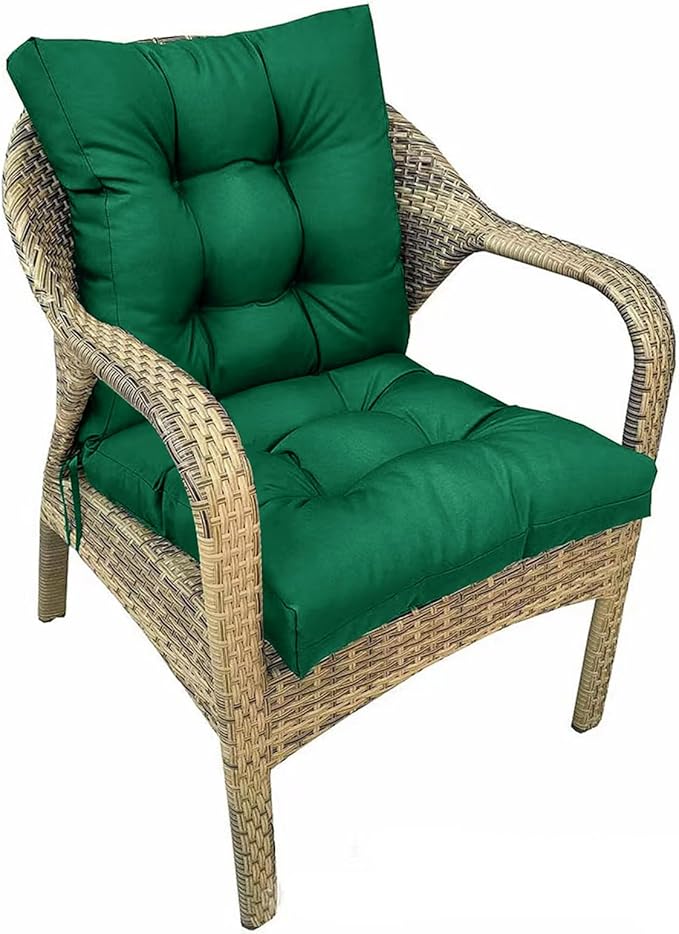 Outdoor Patio Chair Cushions with Ties Non-Slip Tufted Outdoor Chair Cushion for Patio Furniture Garden Thicken Outdoor Seat Pads Dark Green 41.7"*20.8"*3.5"