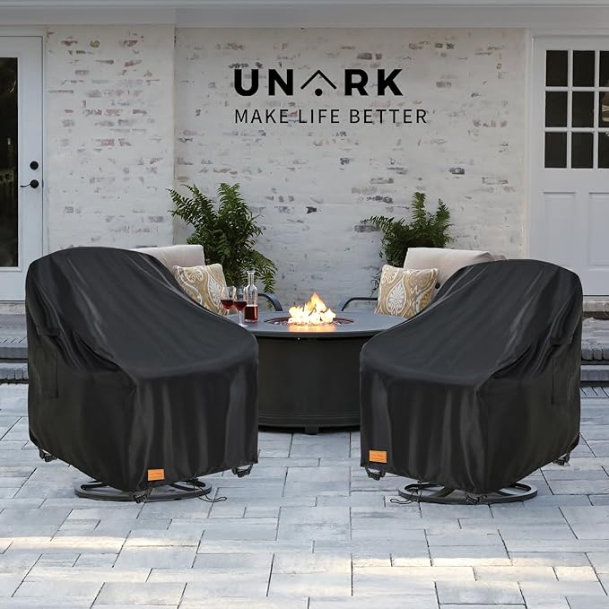 Outdoor Swivel Chair Covers Waterproof 2 Pack, Outdoor Chair Covers Patio Furniture Cover for Deck Patio Swivel Chair Heavy Duty, 33 W x 35 D x 36 H inches,Black