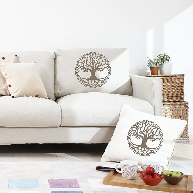 GORGECRAFT 12"X12" Large Tree of Life Templates Round Celtic Triquetra Knot Stencil Plastic Drawing Recycle Tree Stencil Templates for Painting on Wall Canvas Crafts DIY Home Decor Furniture