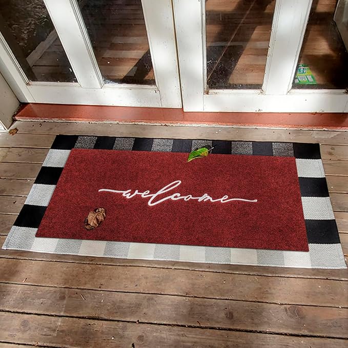 AAZZKANG Doormat Decorative Outdoor Mat Large 18"x48" with Non Slip Rubber Backing Ultra Absorb Mud Easy to Clean Outside Inside Doormat