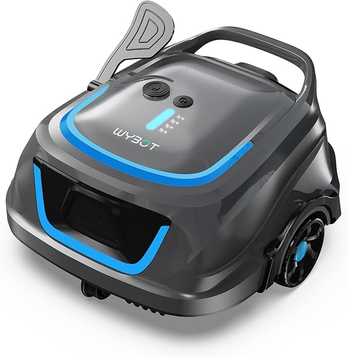 (2026 Upgraded) WYBOT A1 Cordless Robotic Pool Cleaner, Automatic Pool Vacuum for Above Ground with 120 Mins, Double Filters, LED Indicator, Charge in 2.5H, 4 Cleaning Modes (Deep Grey)