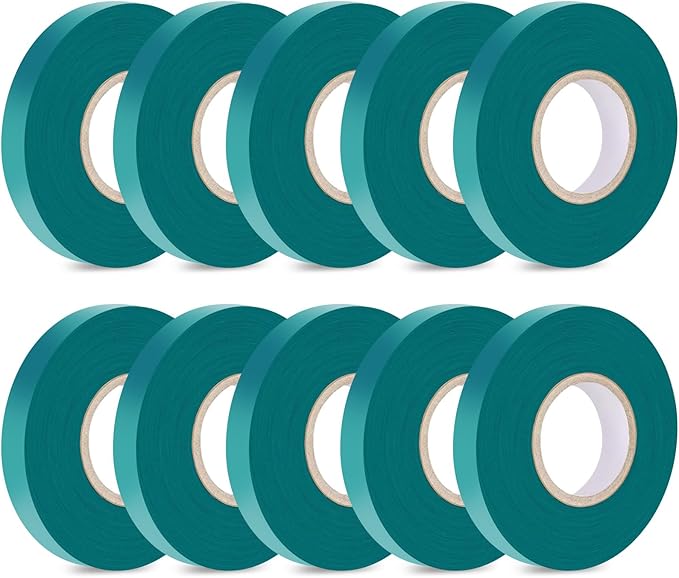 Easytle Stretch Tie Tape Roll, 1/2" 150ft Garden Tie Tape, Thick Sturdy Plant Ribbon Garden Green Vinyl Stake Gardening Tools for Indoor Outdoor Patio Plant Use (10 Pack)